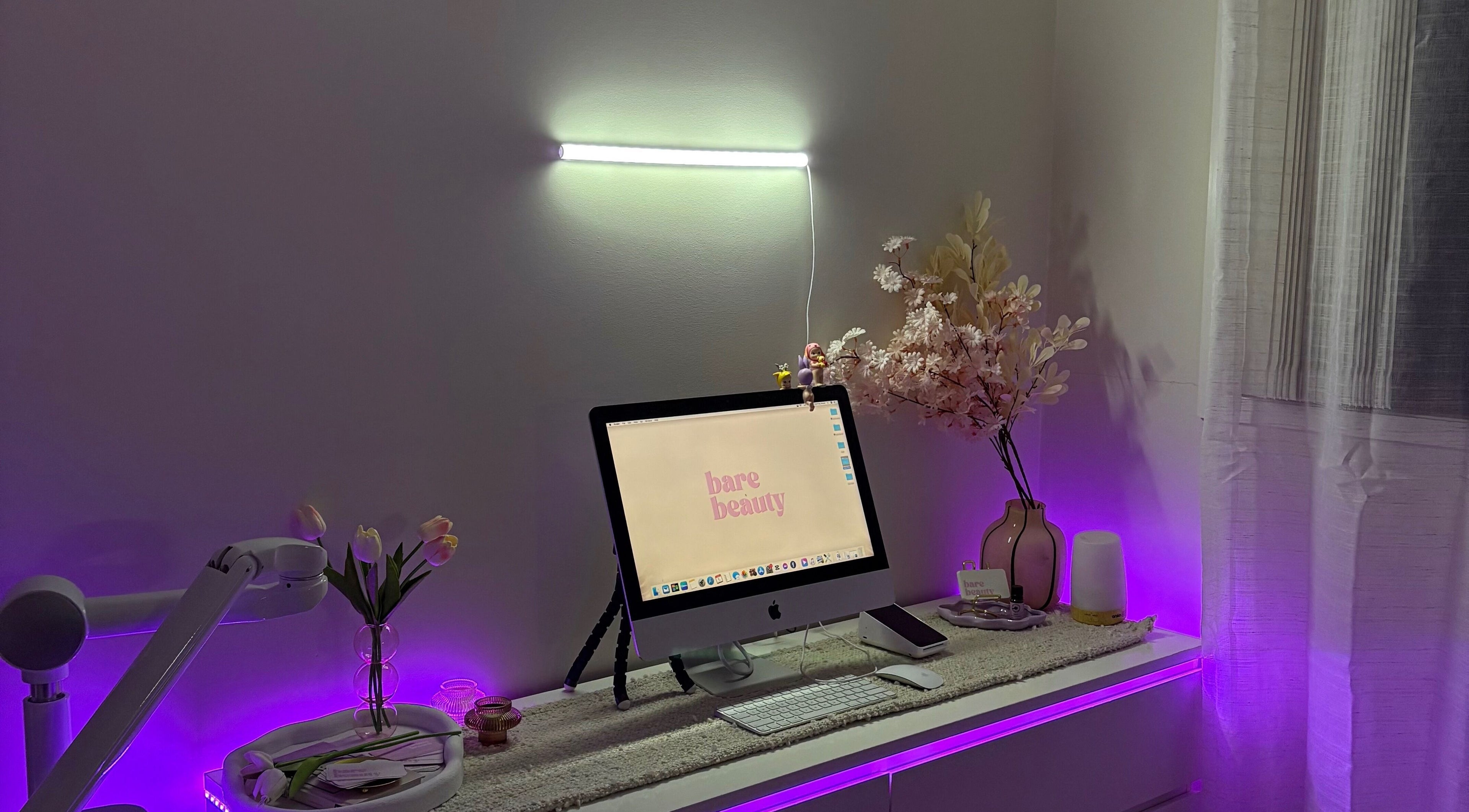 Barebeauty office setup with ambient lighting in Mudgeeraba, Queensland, AU.