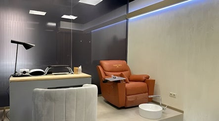 Luxurious pedicure station at Agapi Mou Beauty World, Yerevan, Yerevan, AM, with plush chair and modern design.