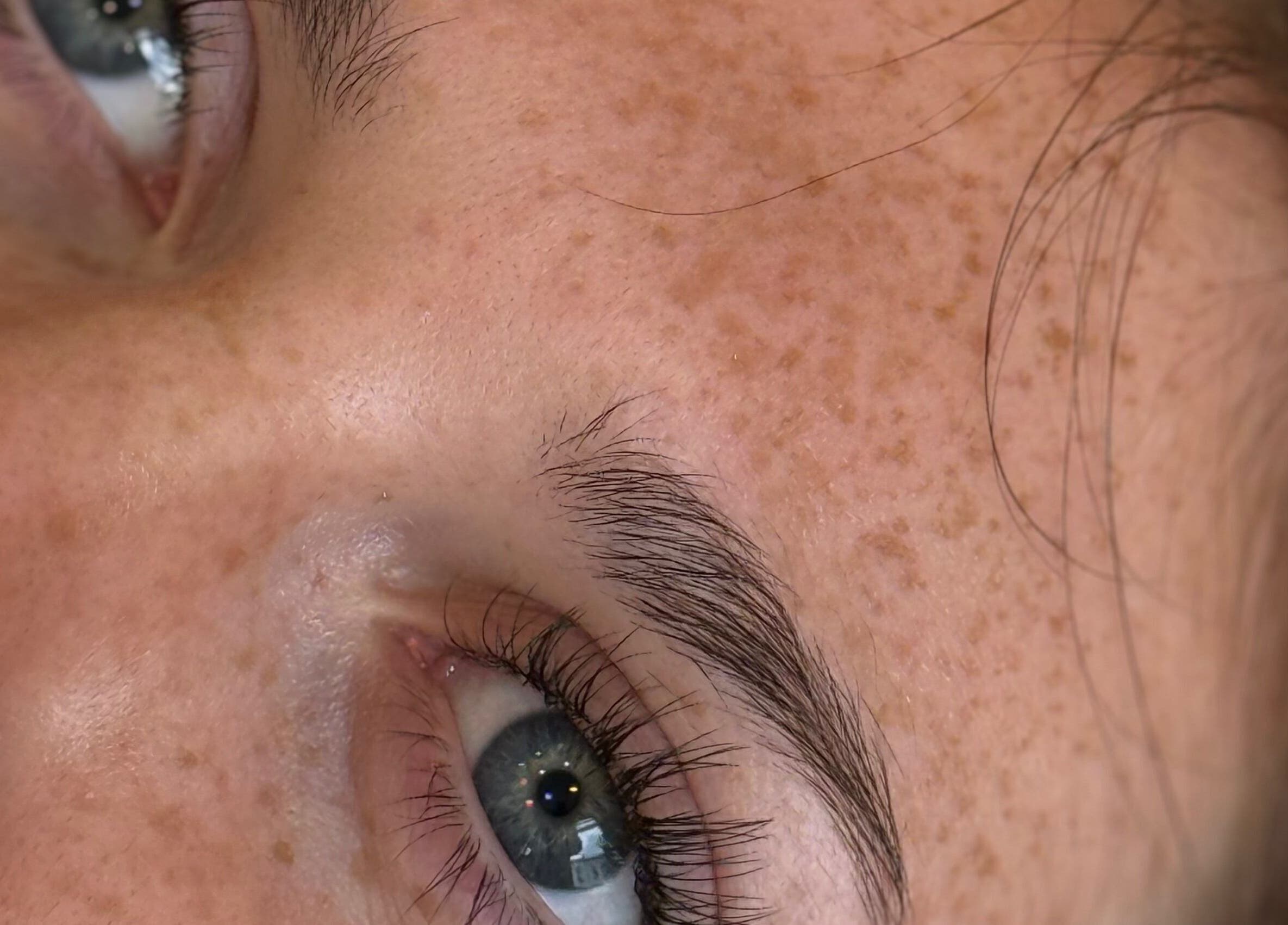 Close-up of flawless eyebrows at Holly’s Beauty, Bridgwater, England, GB. Enhancing natural beauty.