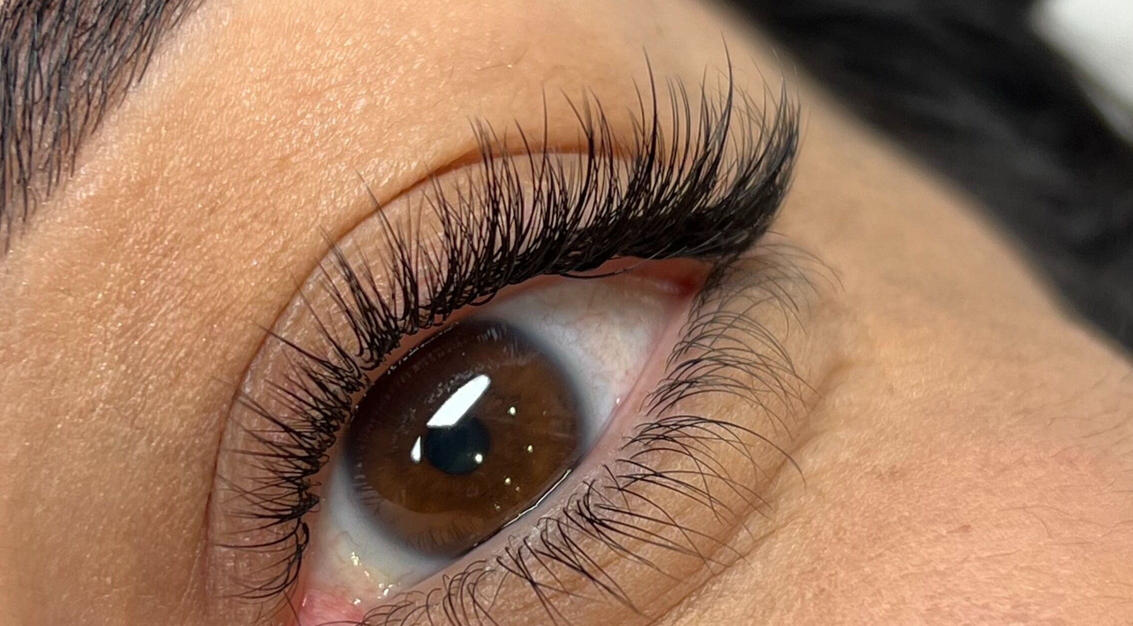 Close-up of styled lashes at Still Natural - Lash & Brow Styling, London, England, GB.