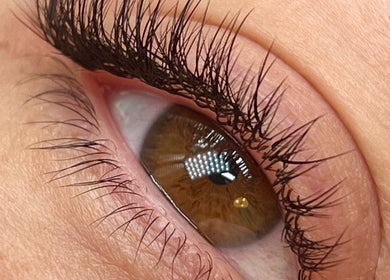 Close-up of styled lashes at Still Natural - Lash & Brow Styling, London, England, GB.