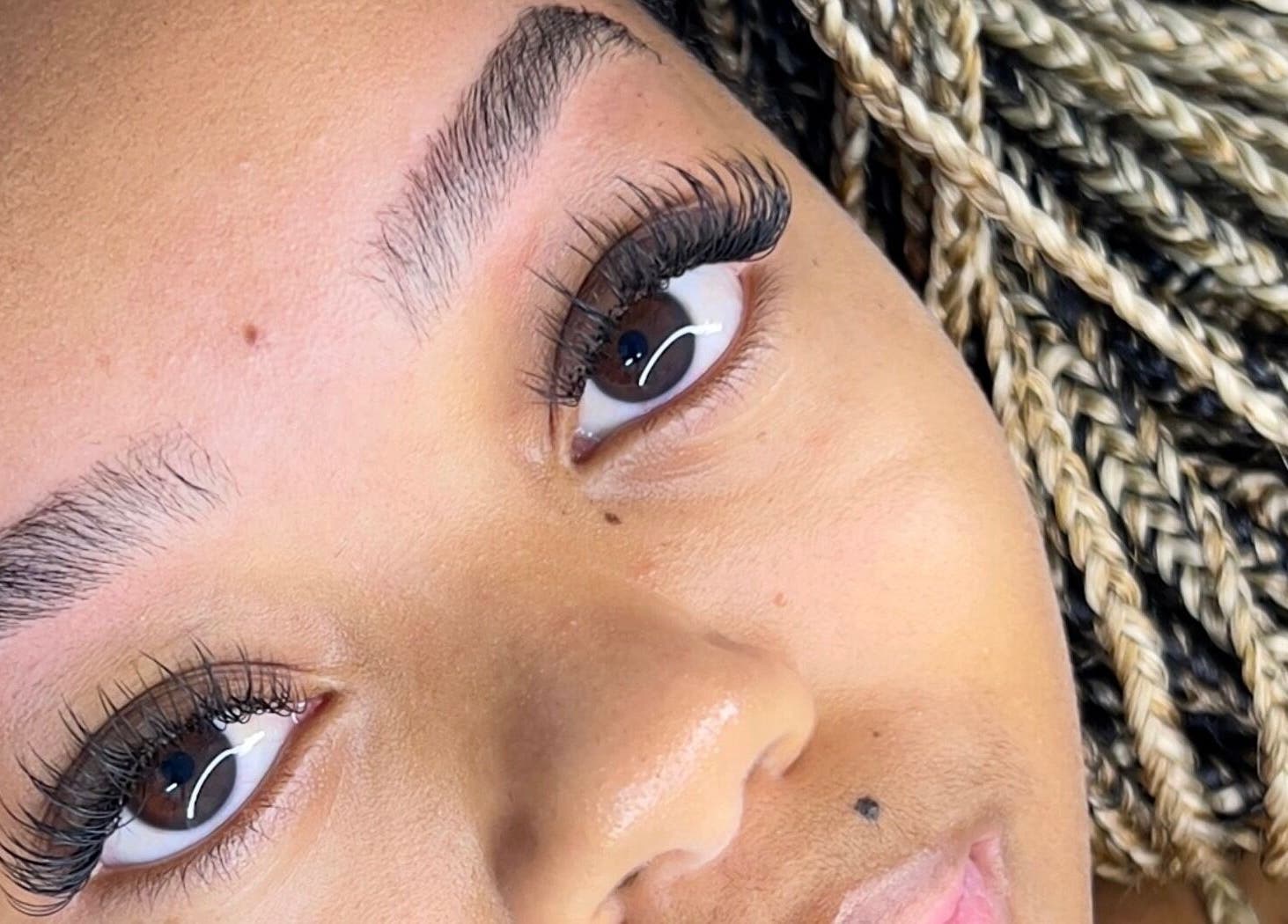 Close-up of elegant eyelash extensions at Rudi Beauty Studio, Randburg, Gauteng, ZA.