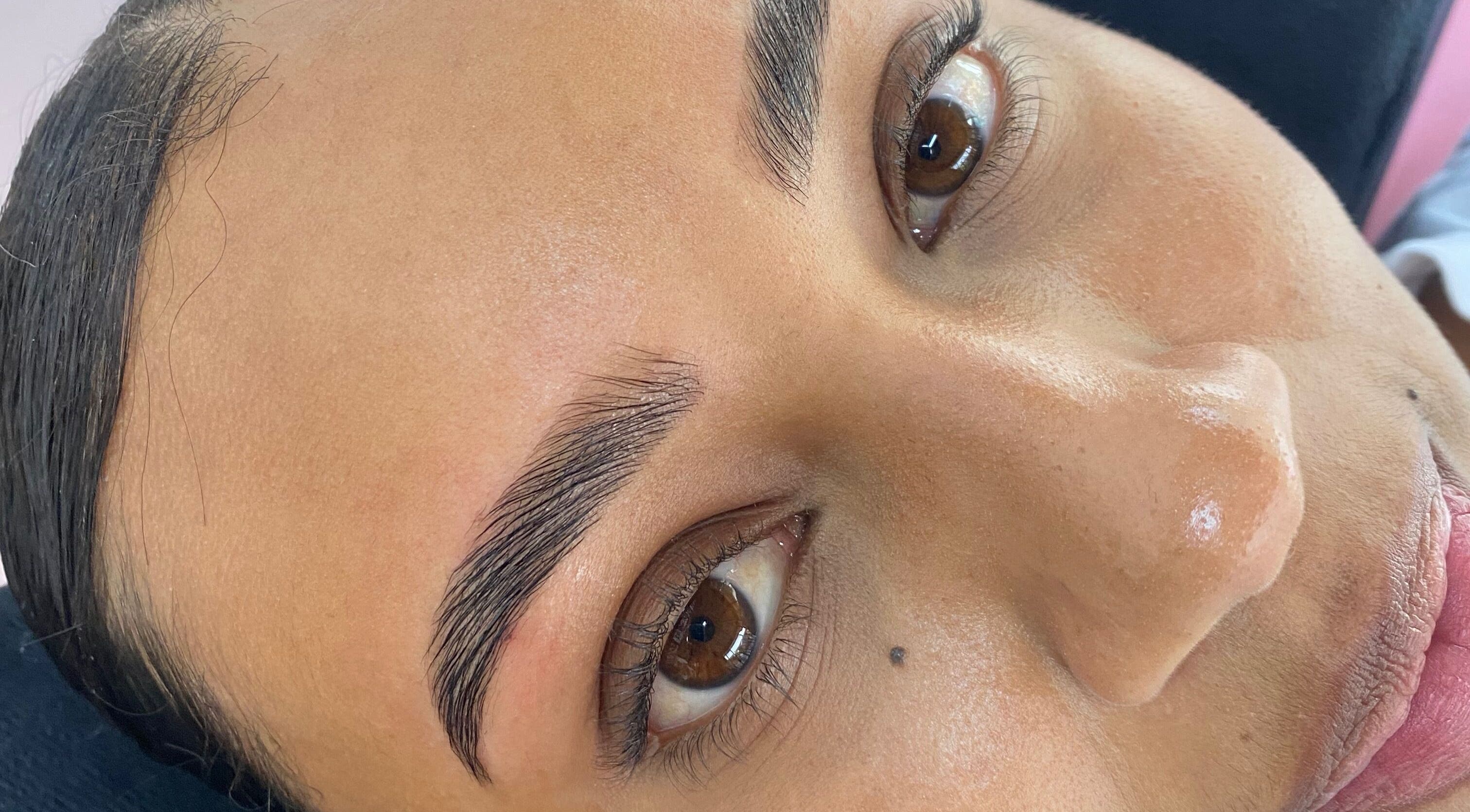 Close-up of perfectly shaped eyebrows at Rudi Beauty Studio, Randburg, Gauteng, ZA.