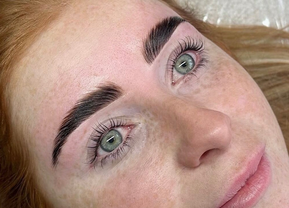 Close-up of expertly styled brows at The Lash Artist at 11:11, Prestatyn, Wales, GB.