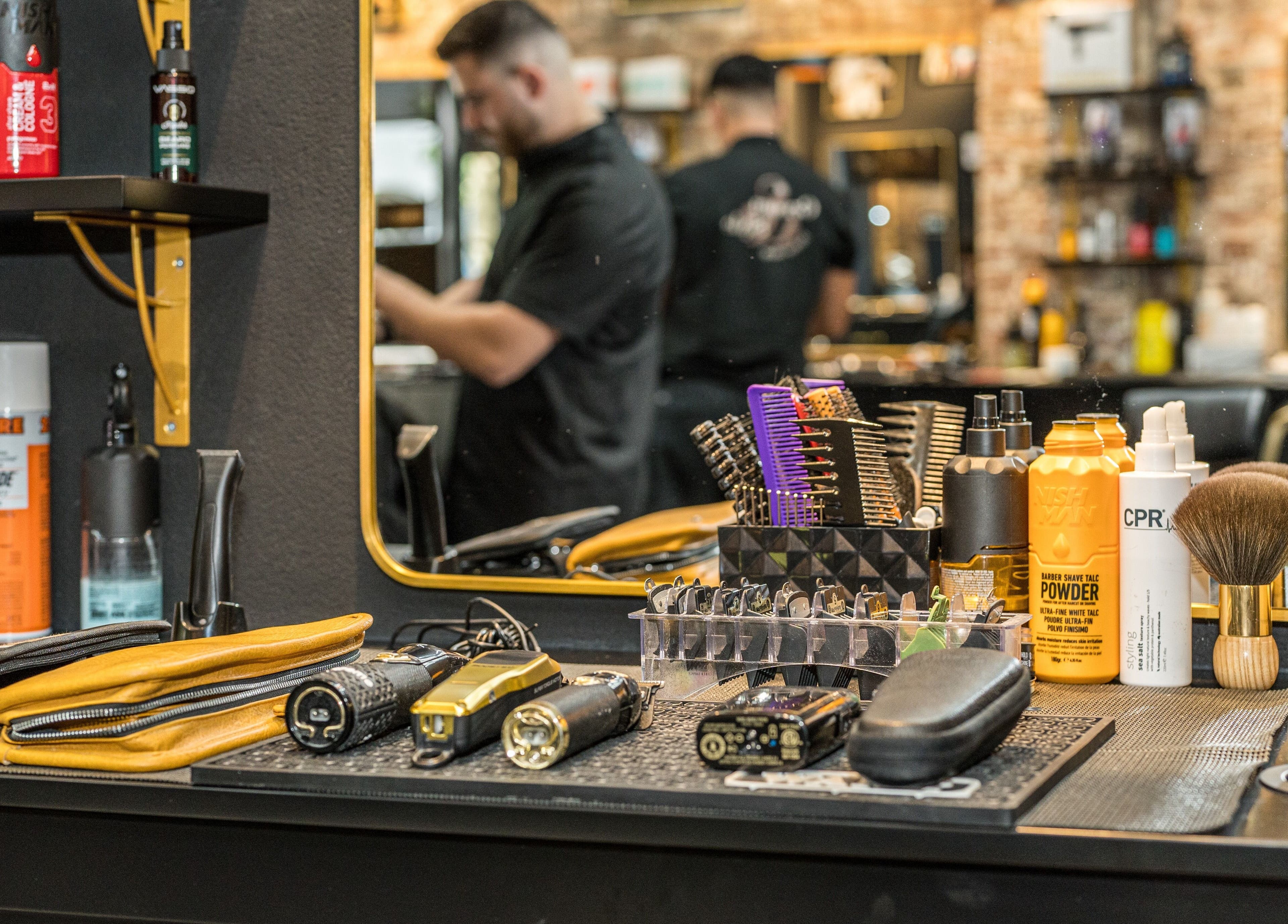 Classic barber tools and products at Groom & Style Barber Shop in Waterloo, New South Wales, AU.