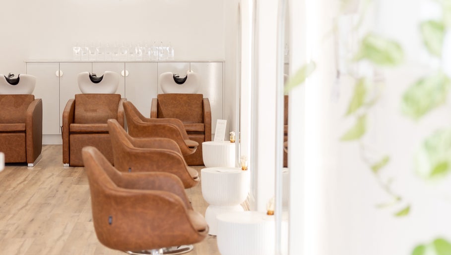 Stylish hair salon chairs at Flourish Eco Hair, Mount Lawley, Western Australia, AU.