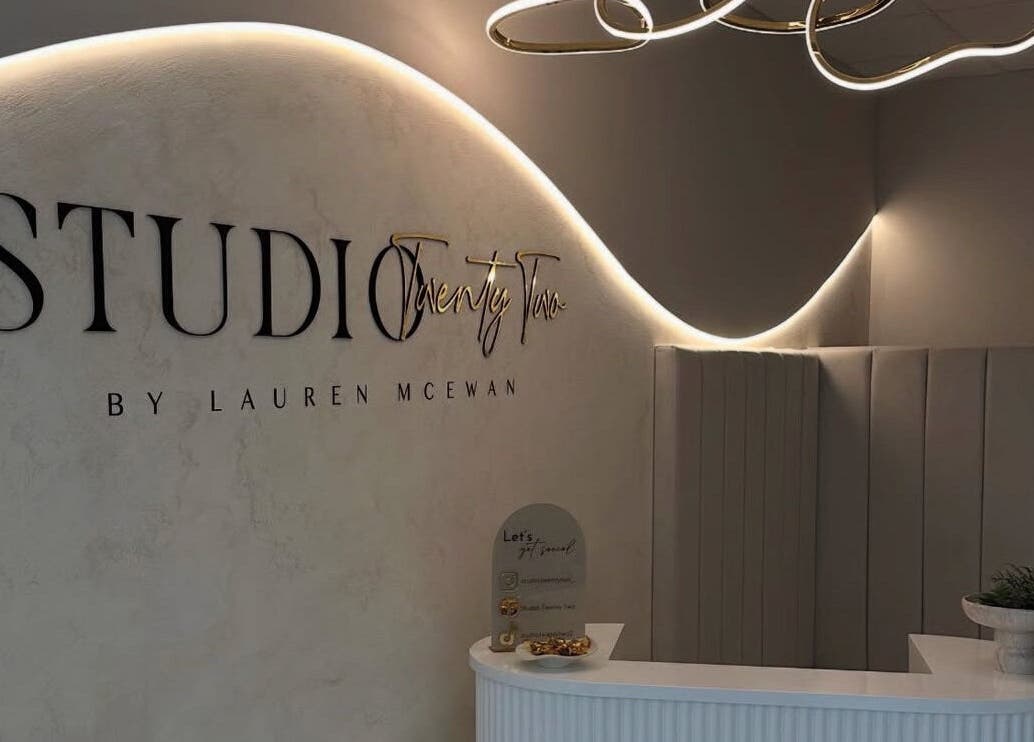 Stylish interior of Iona McLauchlan Hairdressing's lobby in Stirling, Scotland, GB, featuring modern design.