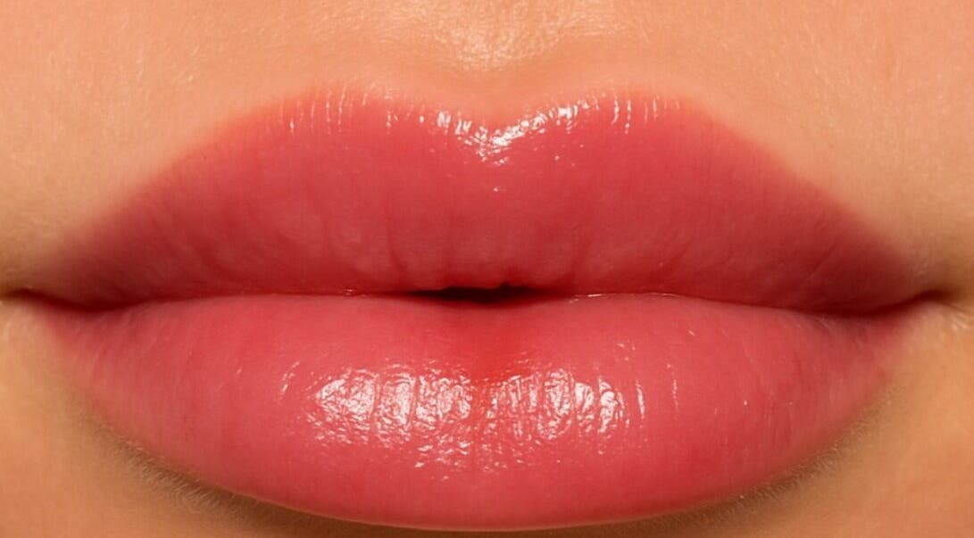 Close-up of glossy lips at Natalie Skin Studio, Southport, England, GB.