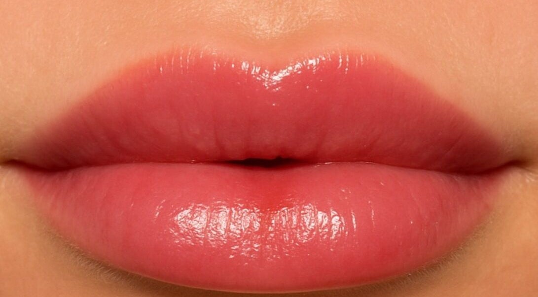 Close-up of glossy lips at Natalie Skin Studio, Southport, England, GB.