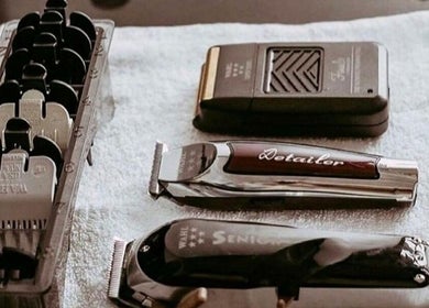 Professional barber tools at Barber James in East London, Eastern Cape, ZA, showcasing precision grooming.