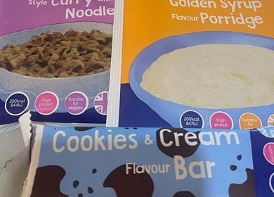 1:1 Cambridge Diet Plan products at Bev Robinson, Waltham On The Wolds, England, GB showcasing healthy snack options.