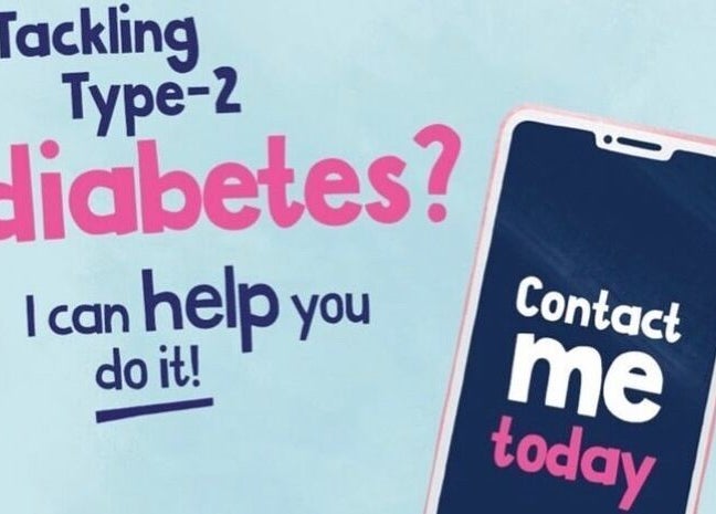 Promotional image for tackling diabetes by 1:1 Cambridge Diet Plan with Bev Robinson, Waltham On The Wolds.