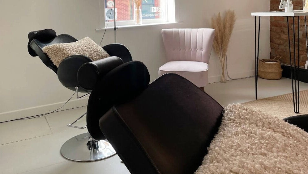 Modern beauty chair at The Brow Project, Sheffield, England, GB, showcasing luxurious interior decor.