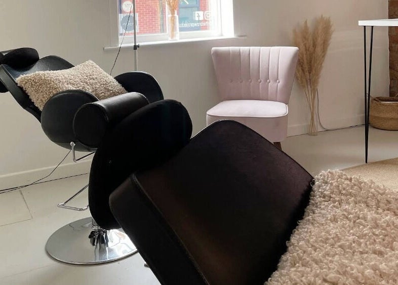Modern beauty chair at The Brow Project, Sheffield, England, GB, showcasing luxurious interior decor.