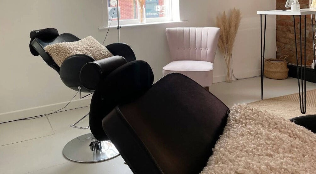 Modern beauty chair at The Brow Project, Sheffield, England, GB, showcasing luxurious interior decor.