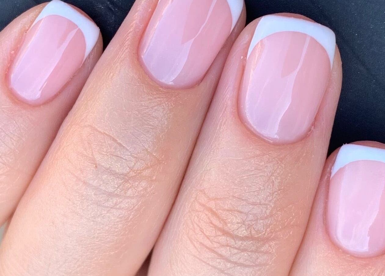 Elegant French manicured nails at Beauty by Roxanne, Fleetwood, England, GB. Perfectly polished for a chic look.