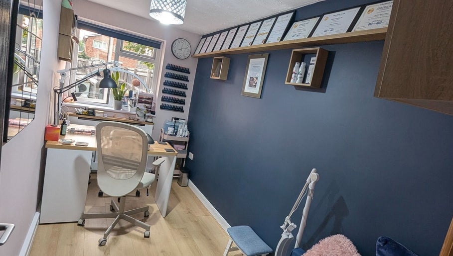 Professional beauty setup at Trulyou, Swindon, England, GB with certificates on display and modern decor.