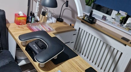 Nail station at Trulyou in Swindon, England, GB, featuring a sleek manicure setup with modern equipment.