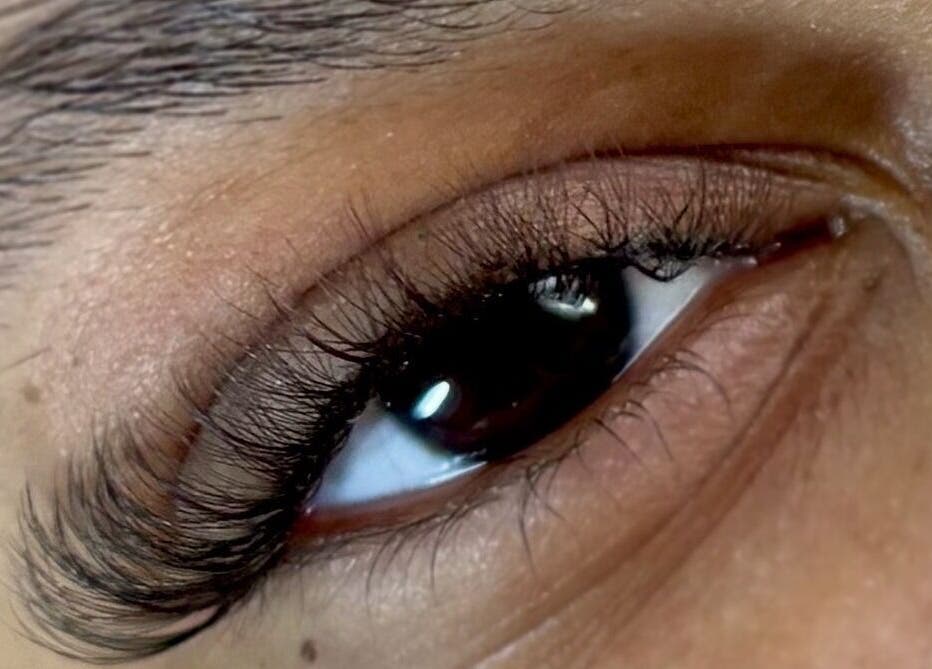 Close-up of elegant eyelash extensions at NSNails+ in Tampa, Florida, US.
