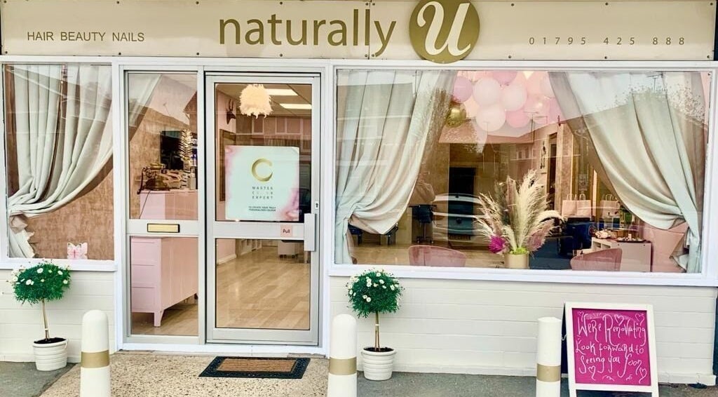 Front view of Naturally U beauty salon in Sittingbourne, England, GB, featuring elegant decor and a welcoming ambiance.