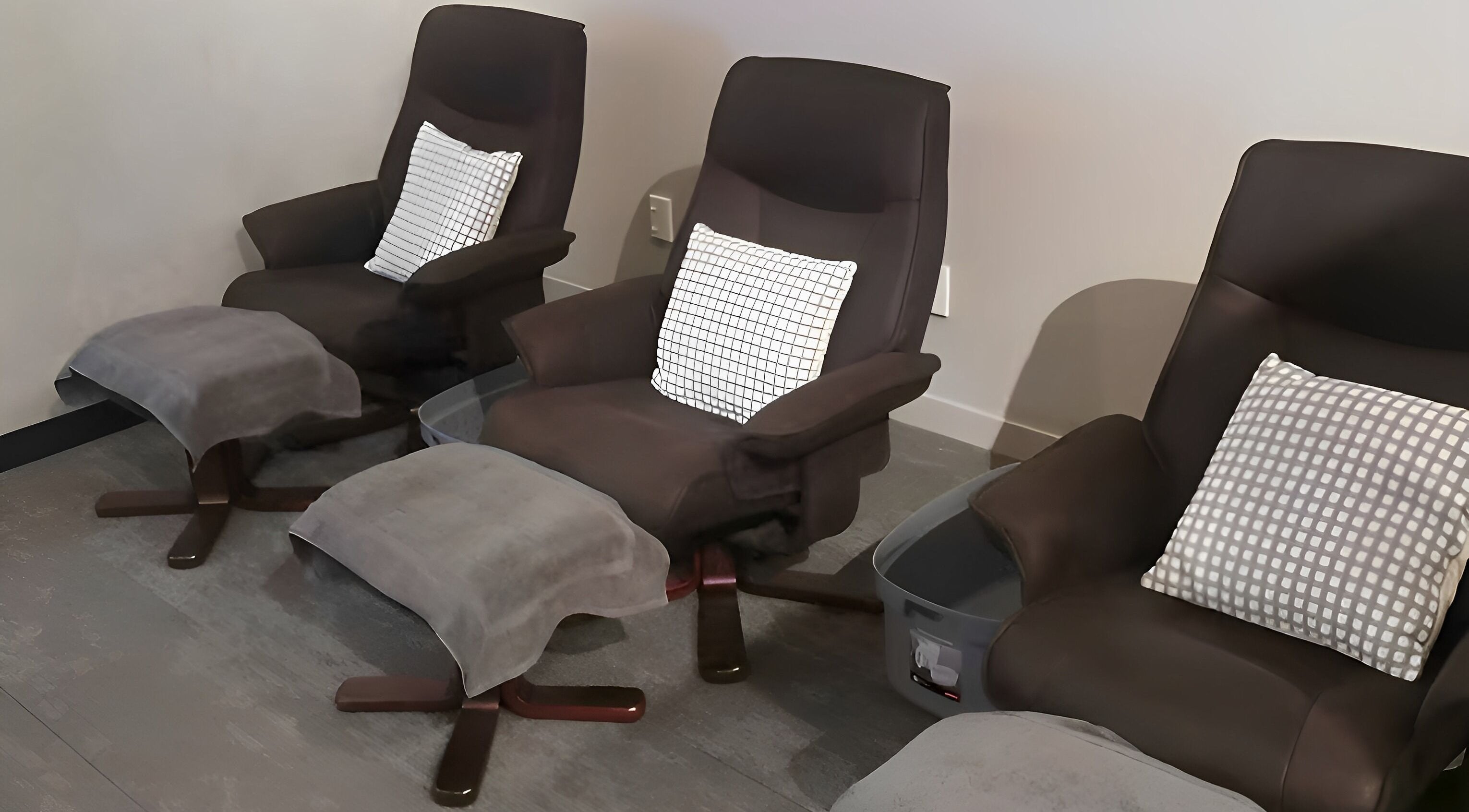 Comfortable massage chairs at Sunshine Massage Wellington, Wellington, NZ, offering a relaxing environment.