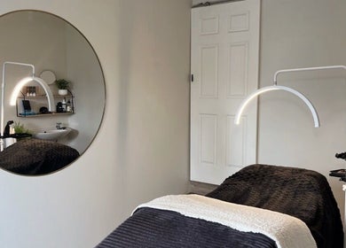 Elegant treatment room at BELLE - Lash and Brow Artistry, East London, Eastern Cape, ZA, showcasing modern decor.