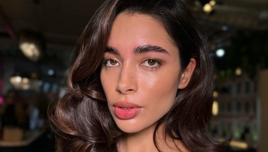 Close-up of model with styled hair at KBB Beauty Bar, London, England, GB.