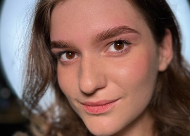 Close-up of a woman with fresh brows at KBB Beauty Bar, London, England, GB.