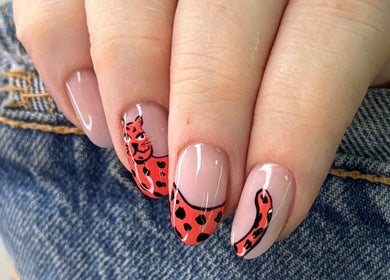 Unique animal print nail design at Nails Lab, Calgary, Alberta, CA.