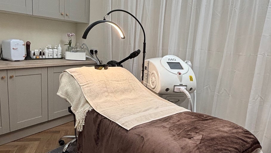 Private treatment room at Beam Beauty Studio, Tamworth, England, GB, equipped for advanced beauty therapies.