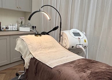 Private treatment room at Beam Beauty Studio, Tamworth, England, GB, equipped for advanced beauty therapies.