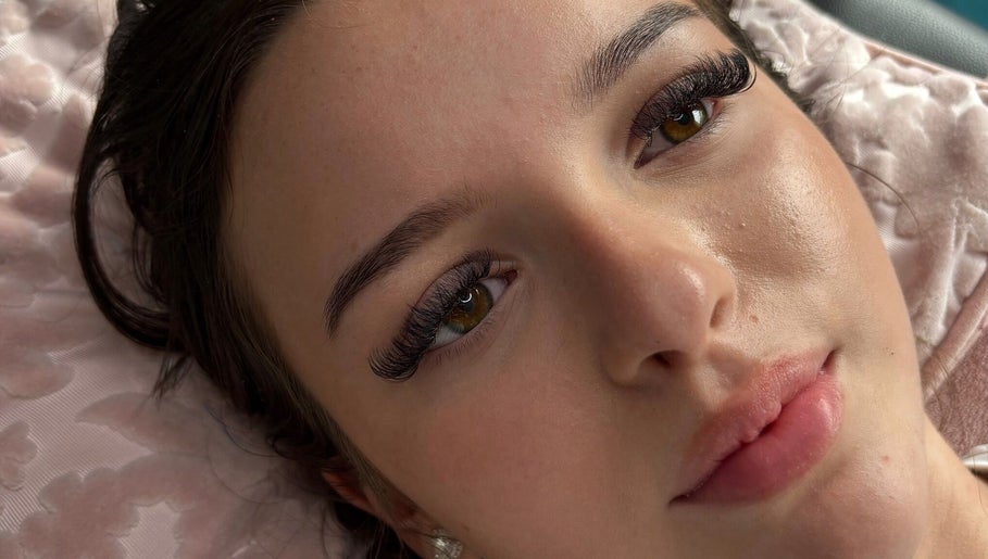 Close-up of woman with styled lashes at By Elisha May, Pentre, Llanrhaeadr-yng-nghinmeirch, Cymru, GB.