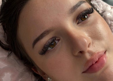 Close-up of woman with styled lashes at By Elisha May, Pentre, Llanrhaeadr-yng-nghinmeirch, Cymru, GB.