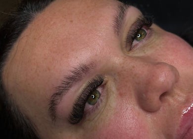 Close-up of enhanced lashes styled at By Elisha May, Pentre, Llanrhaeadr-yng-nghinmeirch, Cymru, GB.