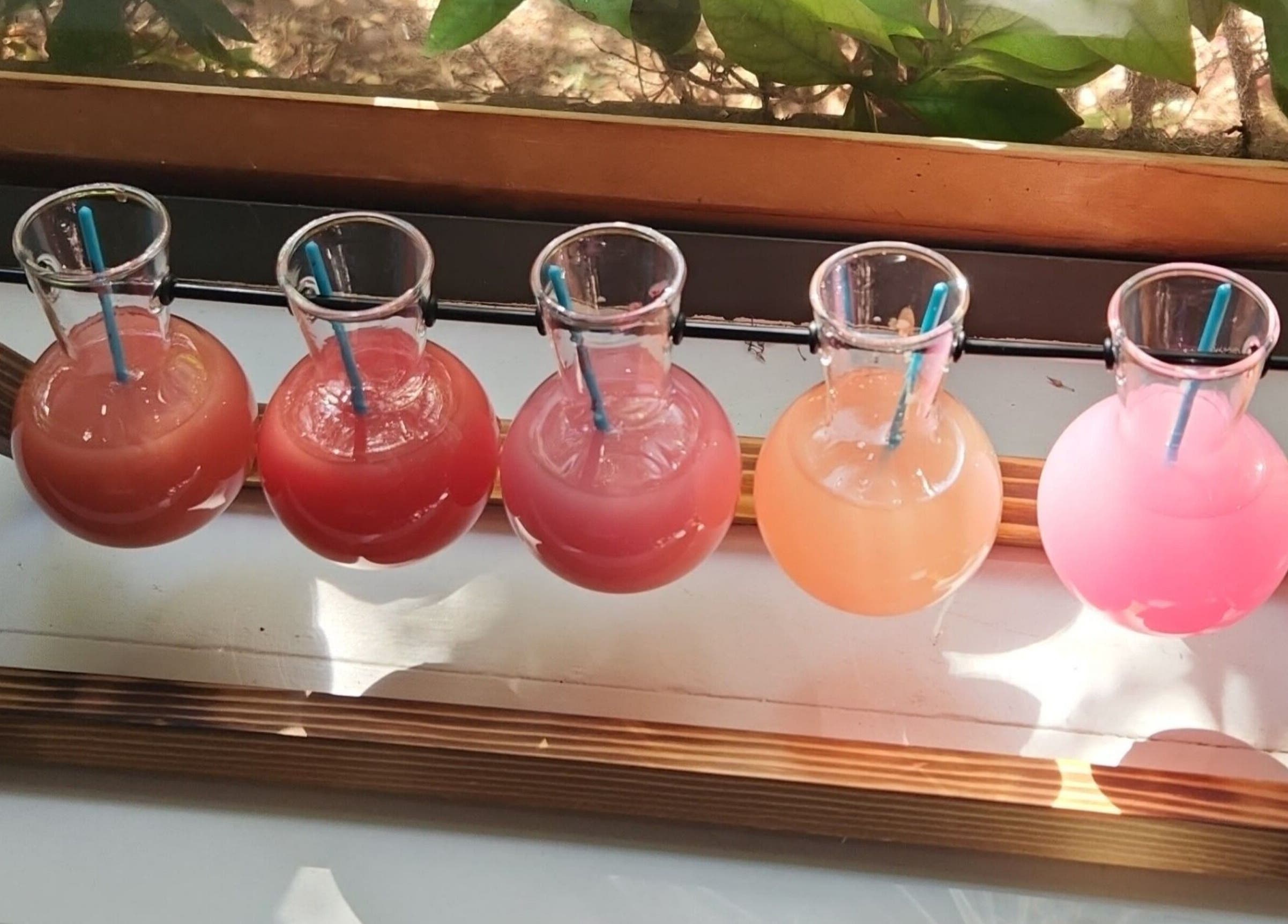 Vibrant drinks in flask servers at The Aesthetic Studio Toowoomba, Toowoomba, Queensland, AU.