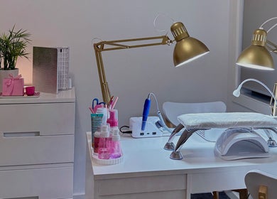 Elegant nail station setup at Carli Manicure in Melbourne, Victoria, AU, featuring modern tools and decor.