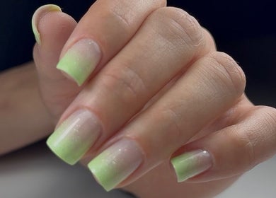 Stylish green ombre nails at Carli Manicure, Melbourne, Victoria, AU. Perfect for a fresh look.