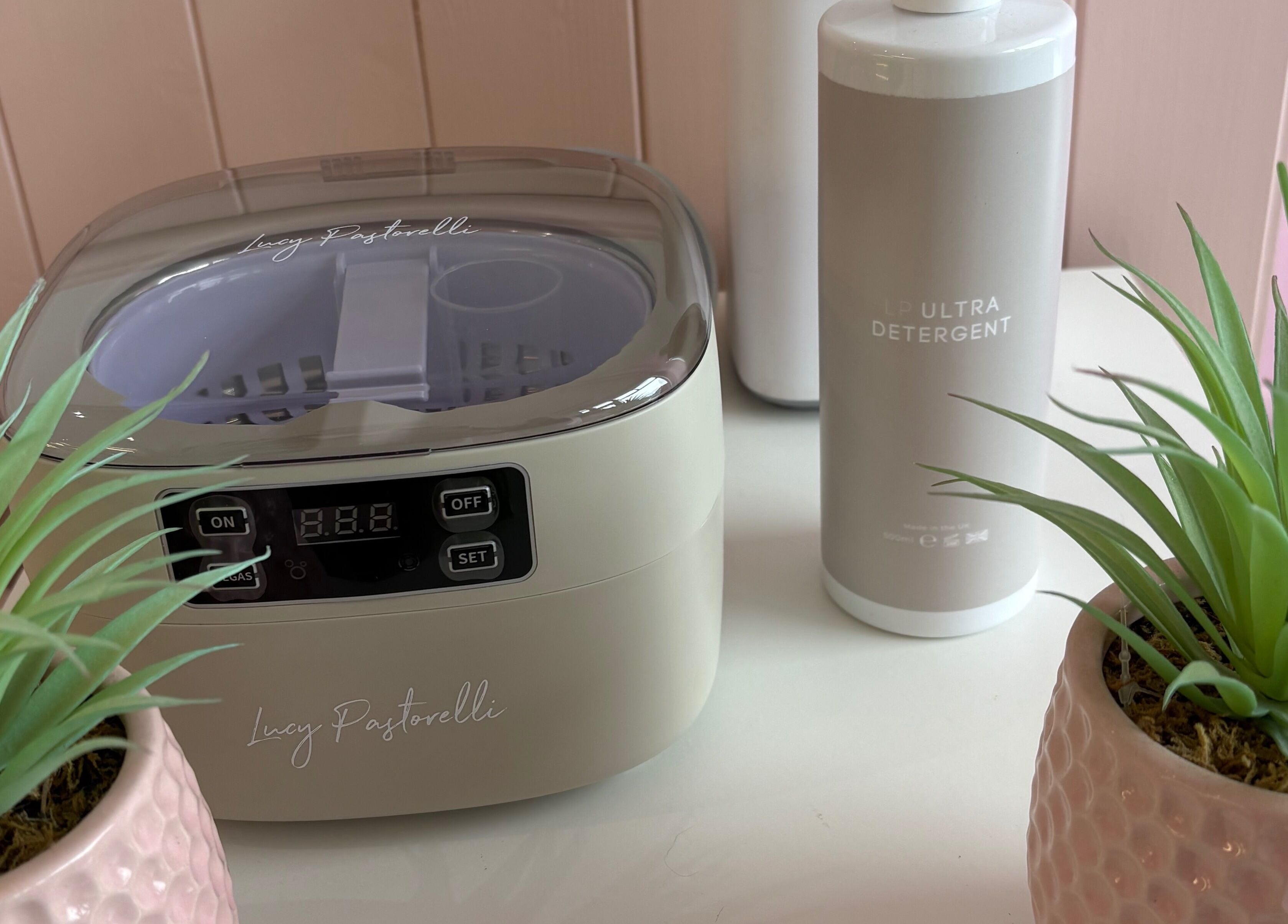 Modern beauty equipment at By EJG beauty lounge, Redcar, England, GB with plants for a calming ambiance.