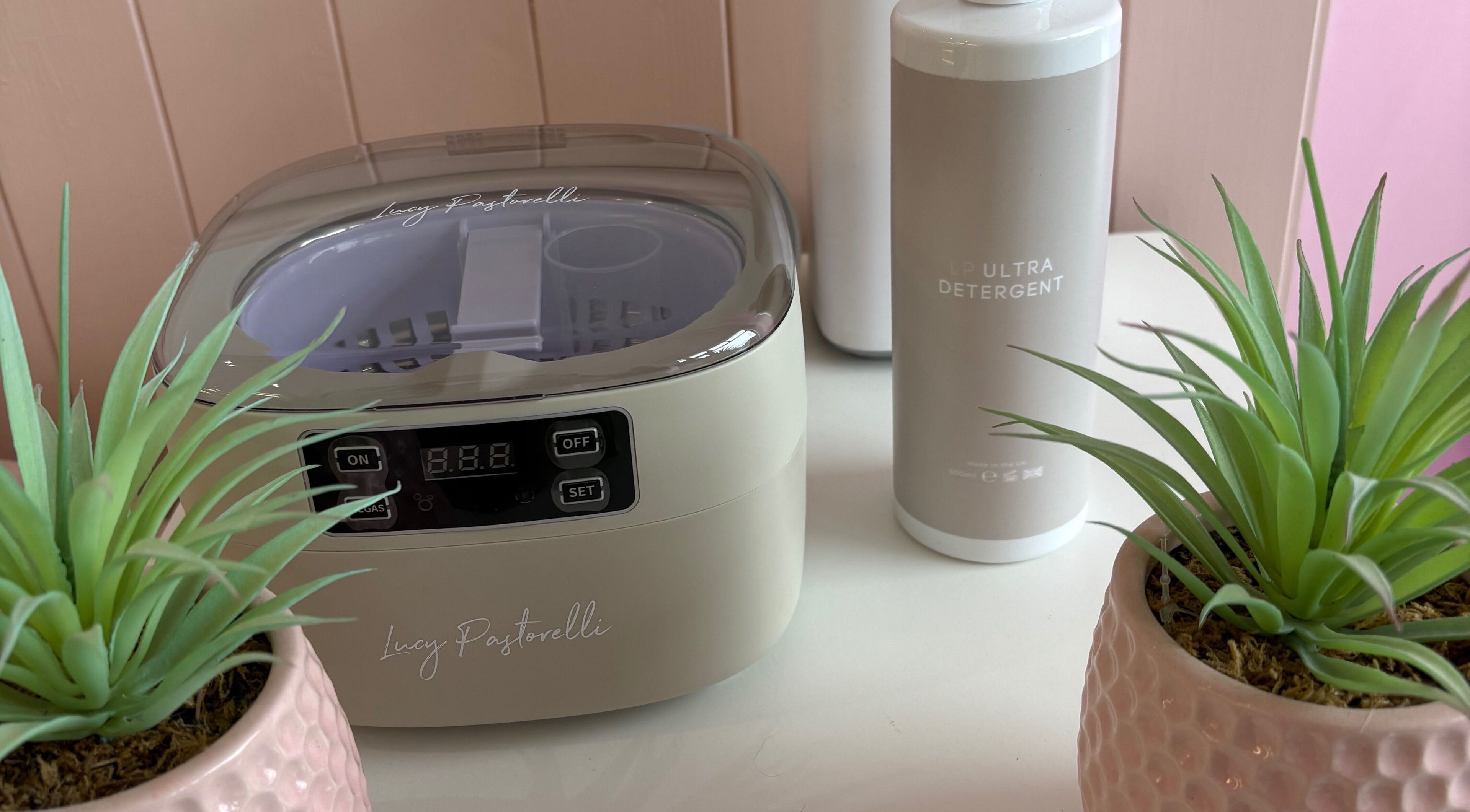 Modern beauty equipment at By EJG beauty lounge, Redcar, England, GB with plants for a calming ambiance.