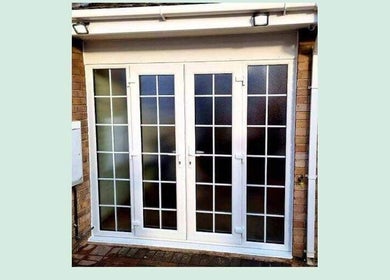 White French doors at Mes Amis Aesthetics in Abbeydale, England, GB welcome guests.