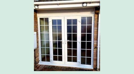 White French doors at Mes Amis Aesthetics in Abbeydale, England, GB welcome guests.