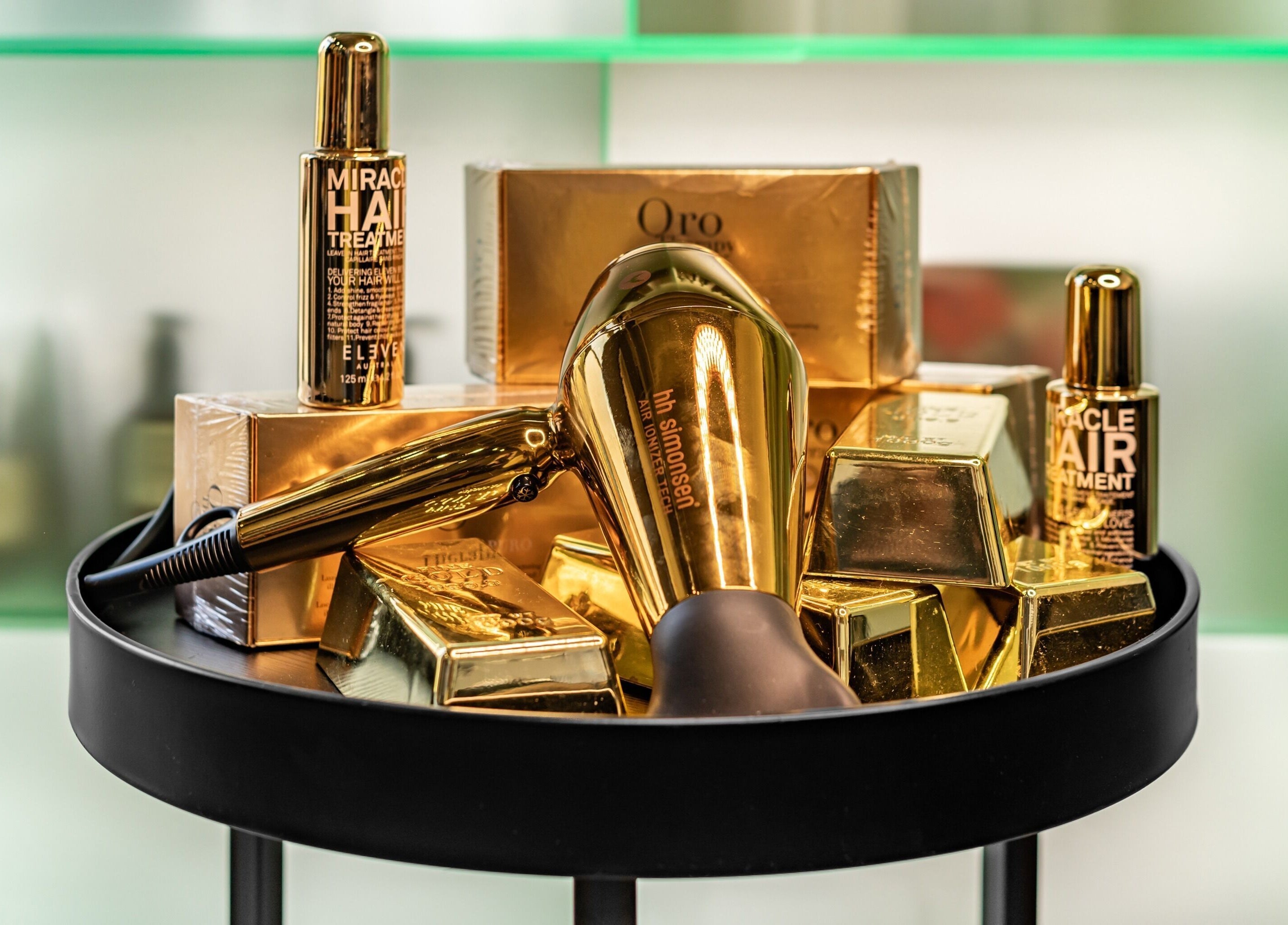 Luxurious hair products displayed at The Colour Bar, Auckland, Auckland, NZ.