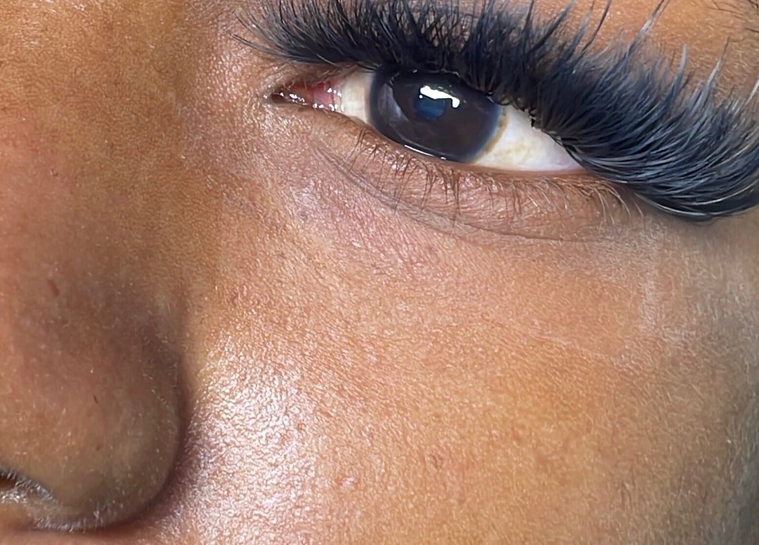 Close-up of elegant eyelash extensions at iLashanty, Kingston, St. Andrew Parish, JM.