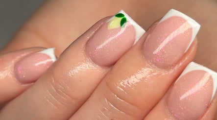 French manicure with delicate sparkle by Beauty by Lilly Mae in Stanton Hill, England, GB.