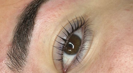 Close-up of a perfectly styled eyebrow and lashes at Beauty by Lilly Mae, Stanton Hill, England, GB.