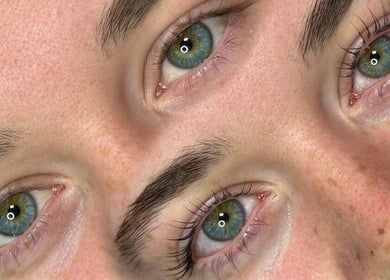 Close-up of striking green eyes at VILURE by Viktoriia IV, Folkestone, England, GB.