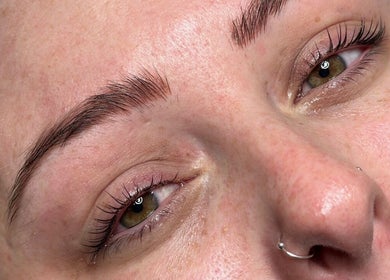 Close-up of eyes and brows showcasing beauty treatment at VILURE by Viktoriia IV, Folkestone, England, GB.