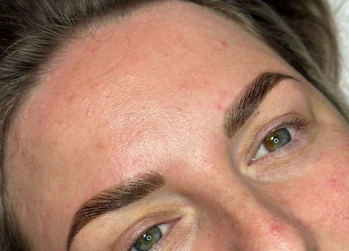 Close-up of expertly shaped eyebrows at VILURE by Viktoriia IV, Folkestone, England, GB.