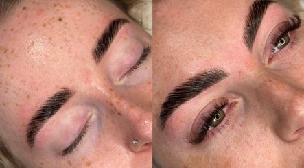 Close-up of expertly shaped eyebrows at Vilure By Viktoriia Iv, Folkestone, England, GB showcasing microblading detail.