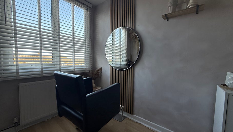 Elegant styling chair and round mirror in Hairology By Rosie, Garforth, England, GB.